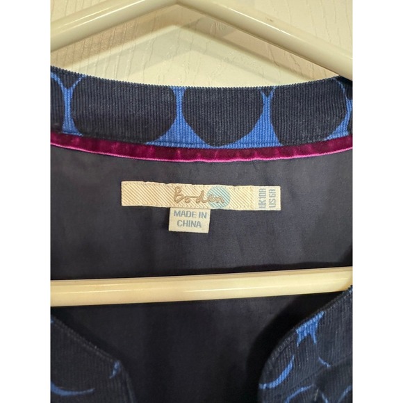 Anthro Boden Womens Blue Button Front Pockets Polka Dot Corduroy Dress - Picture 4 of 8